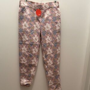 NWT Umgee Floral Pink Tropical Print Tapered Pants
